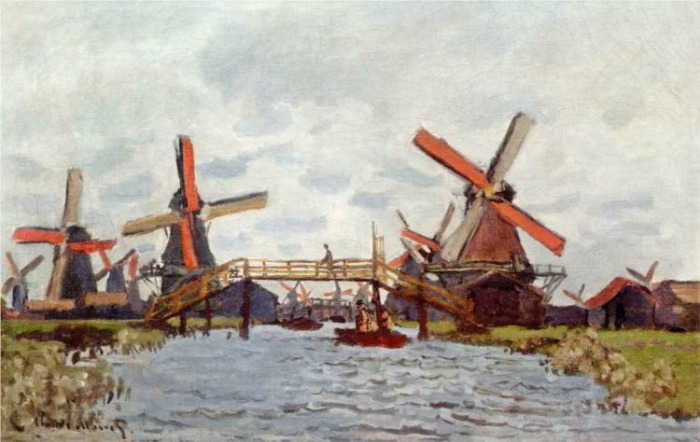 Monet_windmills-near-zaandam-windmills at zaanse schans